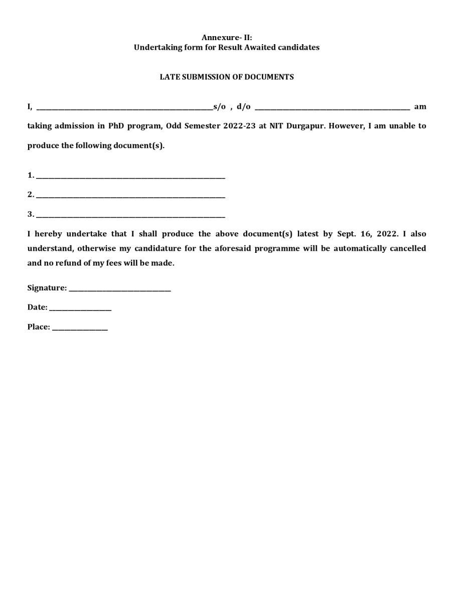 Waiting List Provisionally Selected Candidates Category A For PhD