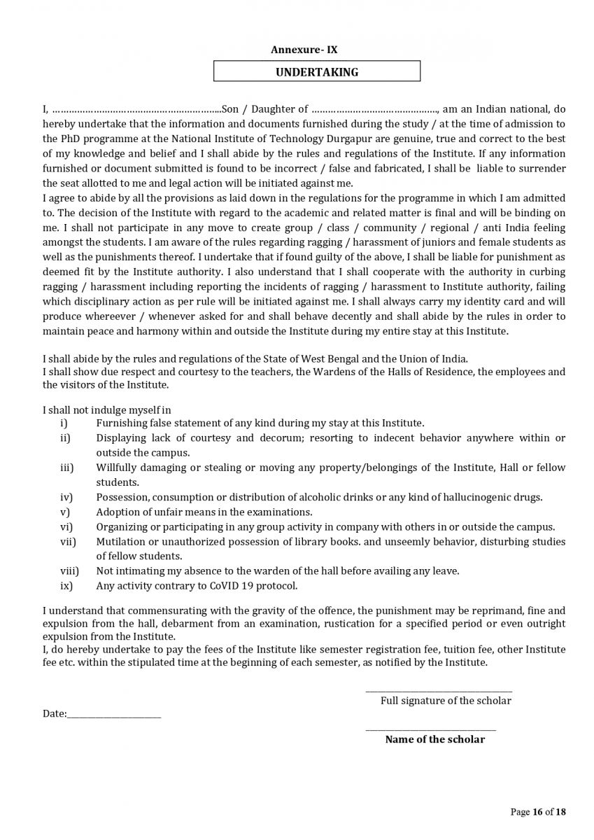 Waiting List Provisionally Selected Candidates Category A For PhD